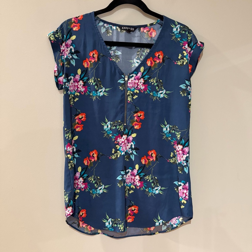 Express Blue Floral Blouse